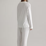 Muse Long PJs — Morning Mist: Women's white long-sleeve pajama set, relaxed fit