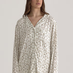 Muse Long PJs — Rose Garden: Women's long sleeve pajama set in a delicate rose garden print.  Features a collared shirt and matching pants.