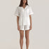 Muse Short PJs — Morning Mist: Women's white short-sleeve pajama set. Comfortable and stylish sleepwear.