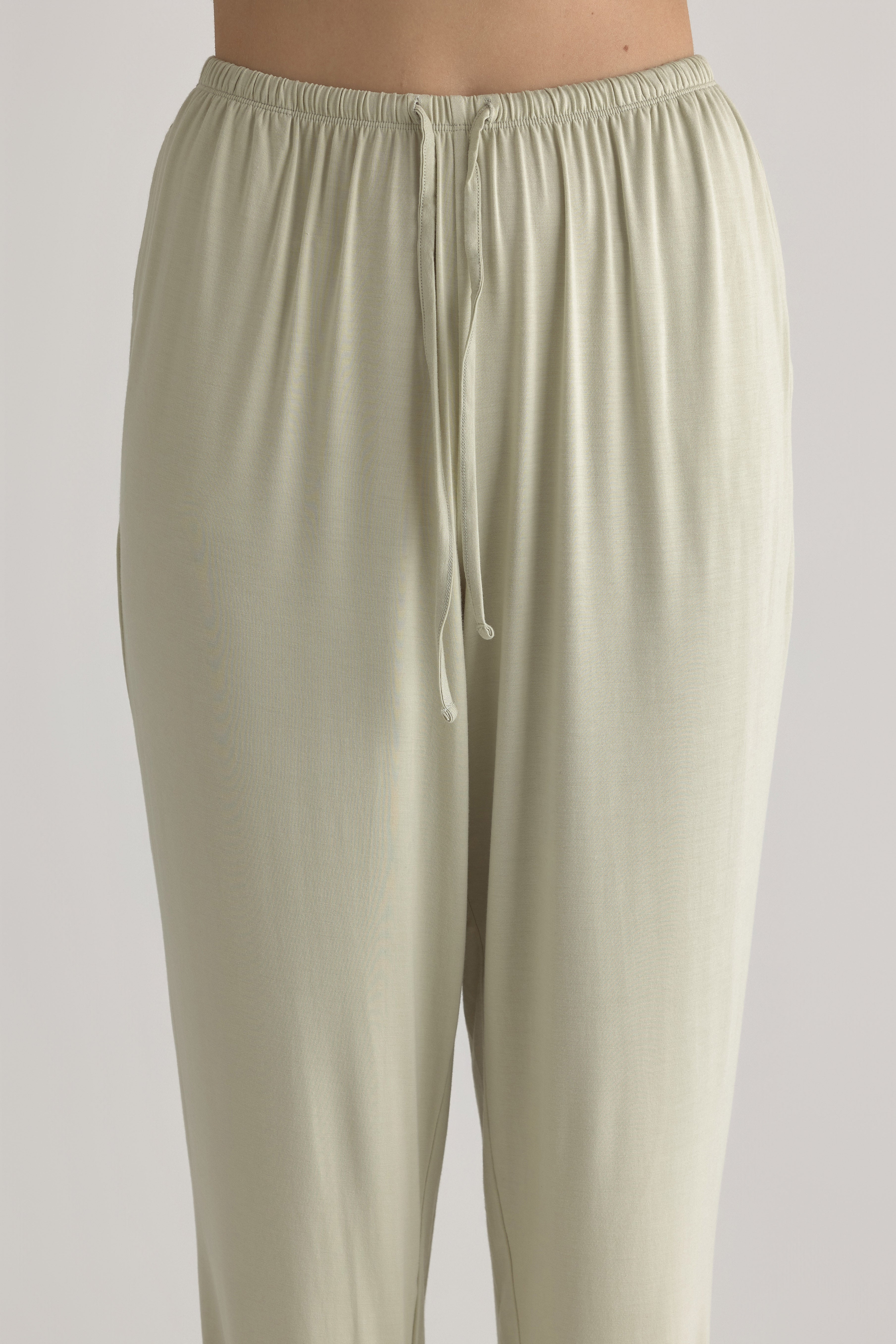 Muse Long PJs in Soft Sage: Comfortable, drawstring waist pajama pants.