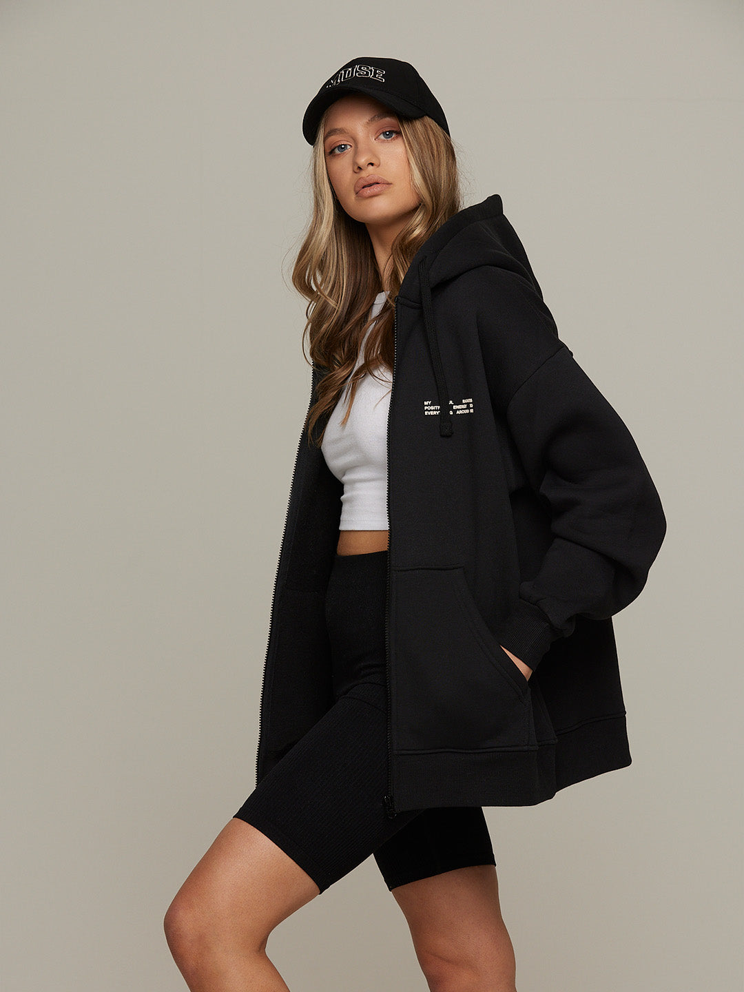 Full-Zip Hoodie - Midnight Black